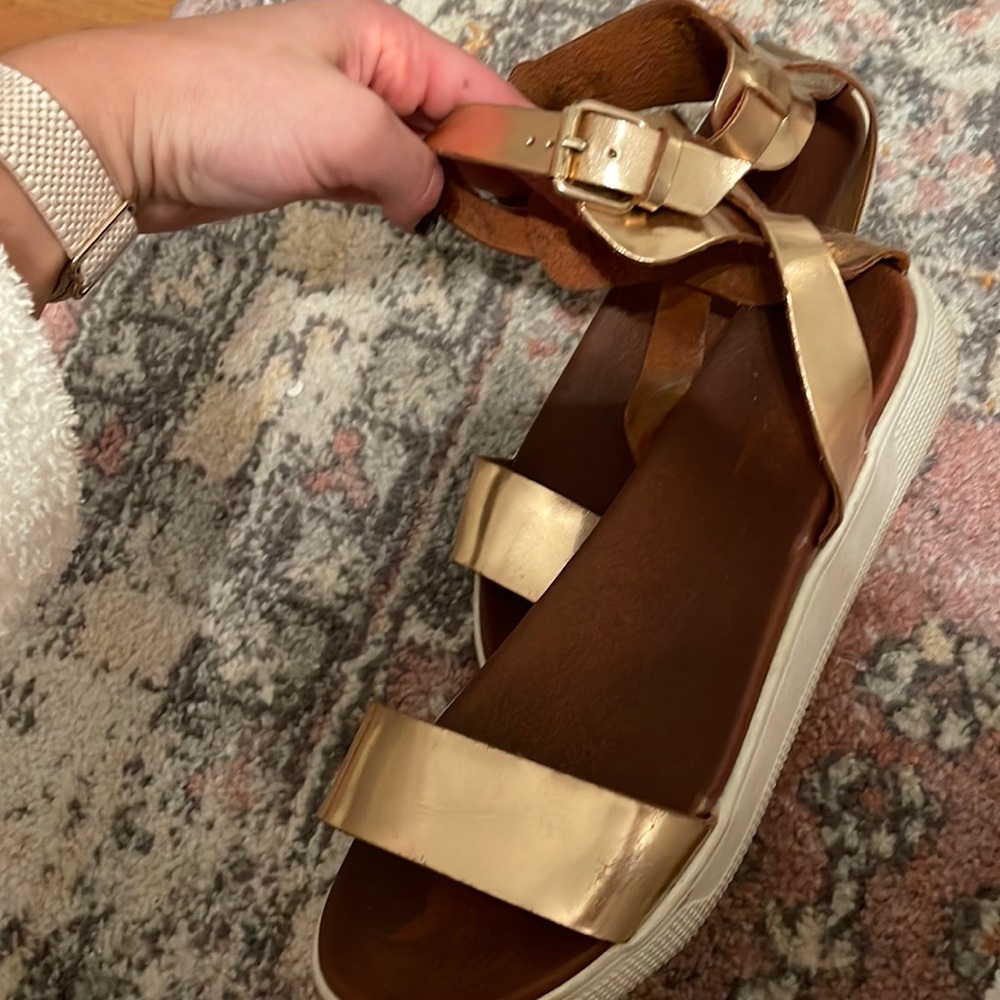 MIA rose gold ankle strap platform sandal